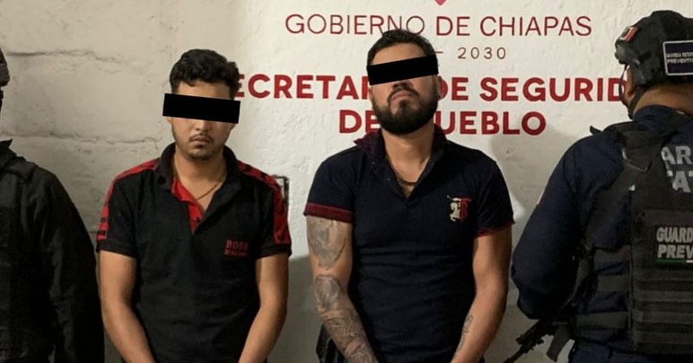 SSP detiene a dos personas con armas de fuego y presunta droga en Cintalapa