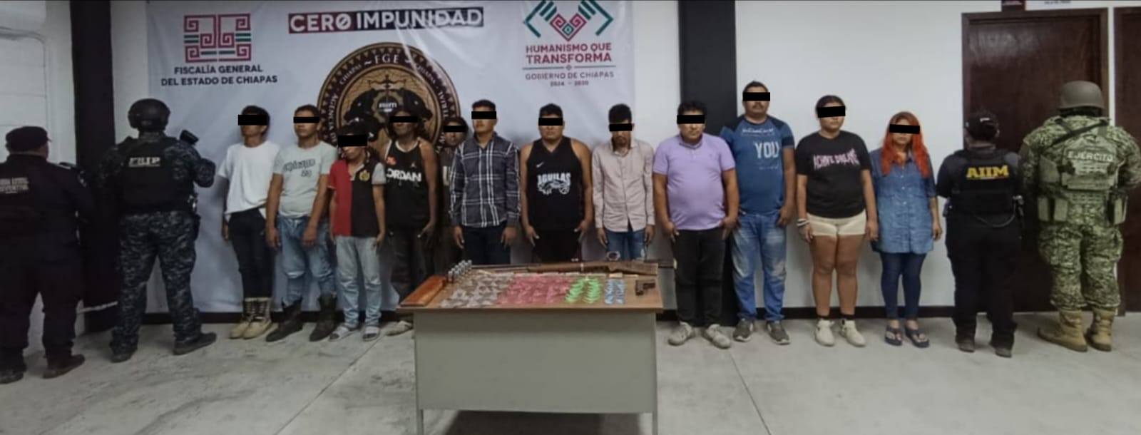En operativo Cintalapa Seguro, detienen a 12 personas con armas de fuego y presuntos narcóticos en Cintalapa