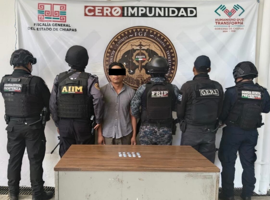 SSP y FGE detienen a masculino por el posible delito contra la salud en Tapachula