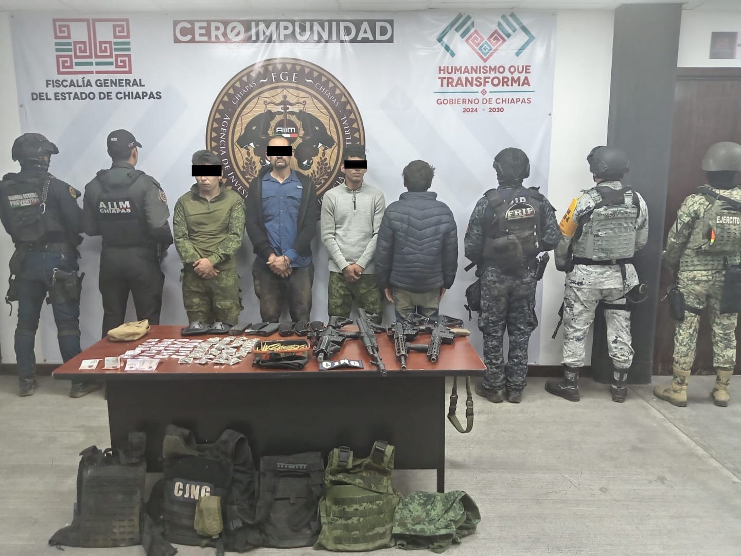 Detiene SSP a presuntos integrantes de la Delincuencia Organizada con armas largas y presuntos narcóticos