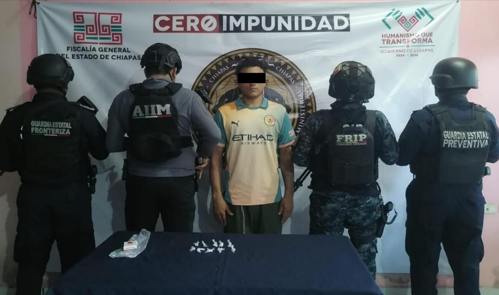 SSP detiene a masculino con narcóticos en Suchiate