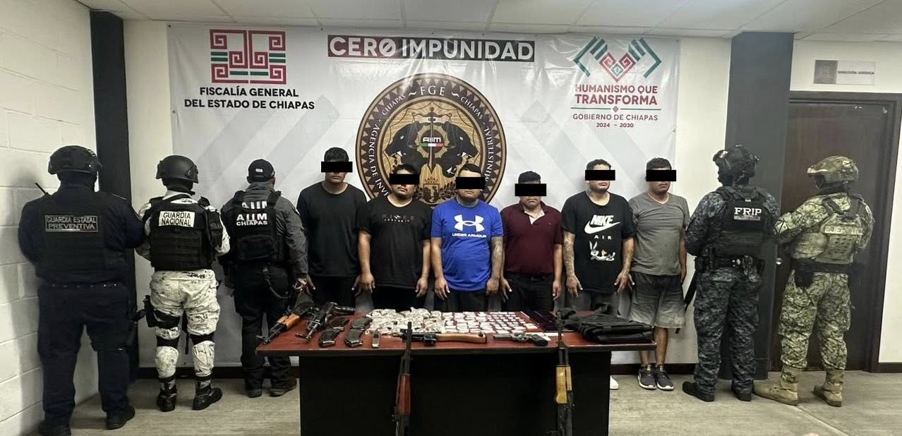 Detiene SSP a seis personas por delitos contra la salud y portación de armas de fuego de uso exclusivo 