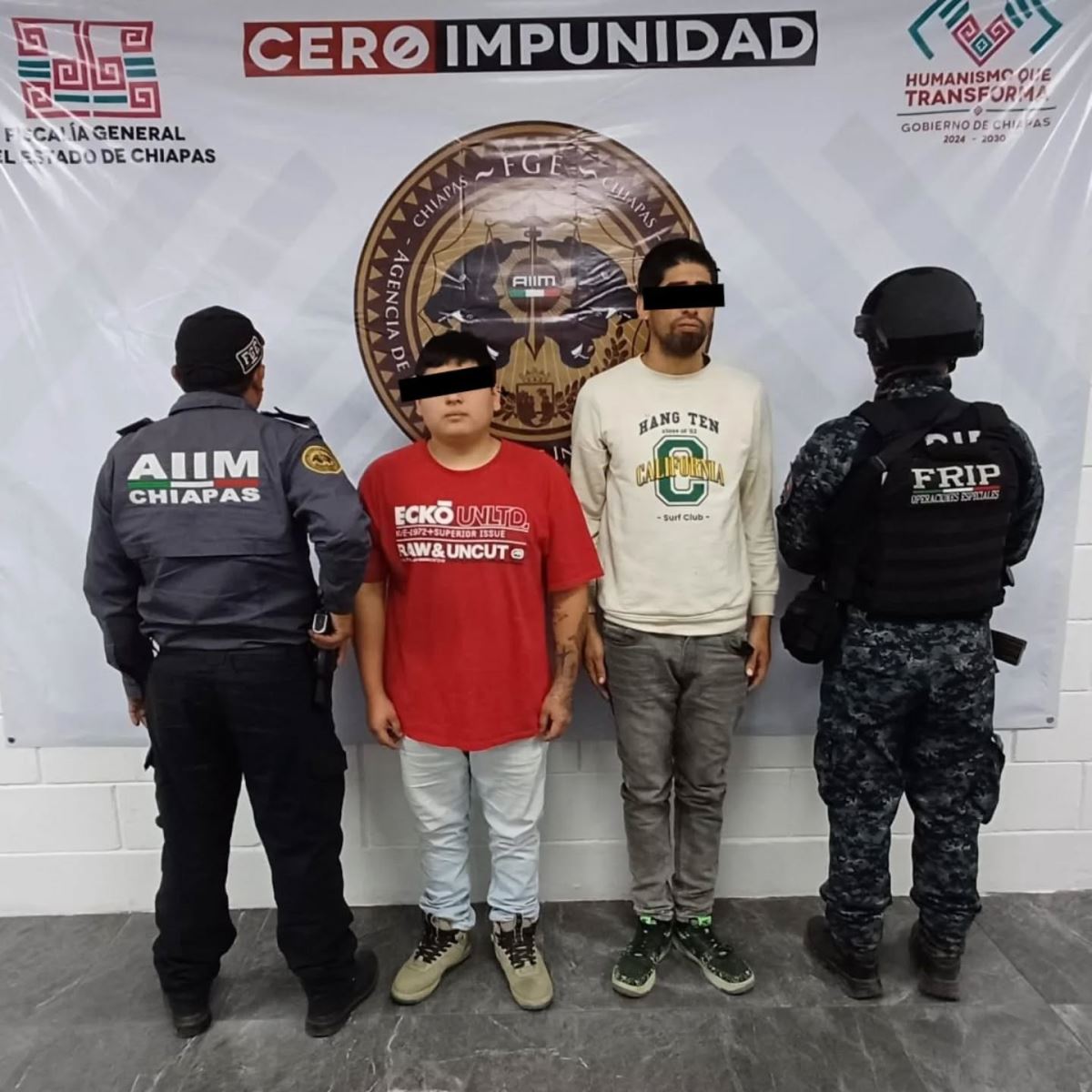 SSP y FGE aprehenden a masculinos como presuntos responsables del delito de robo con violencia en Tuxtla Gutiérrez