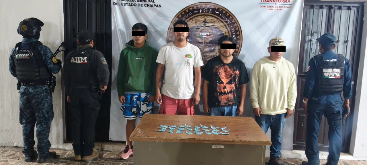 Detiene SSP a cuatro personas por posesión de narcóticos en Ocozocoautla de Espinosa