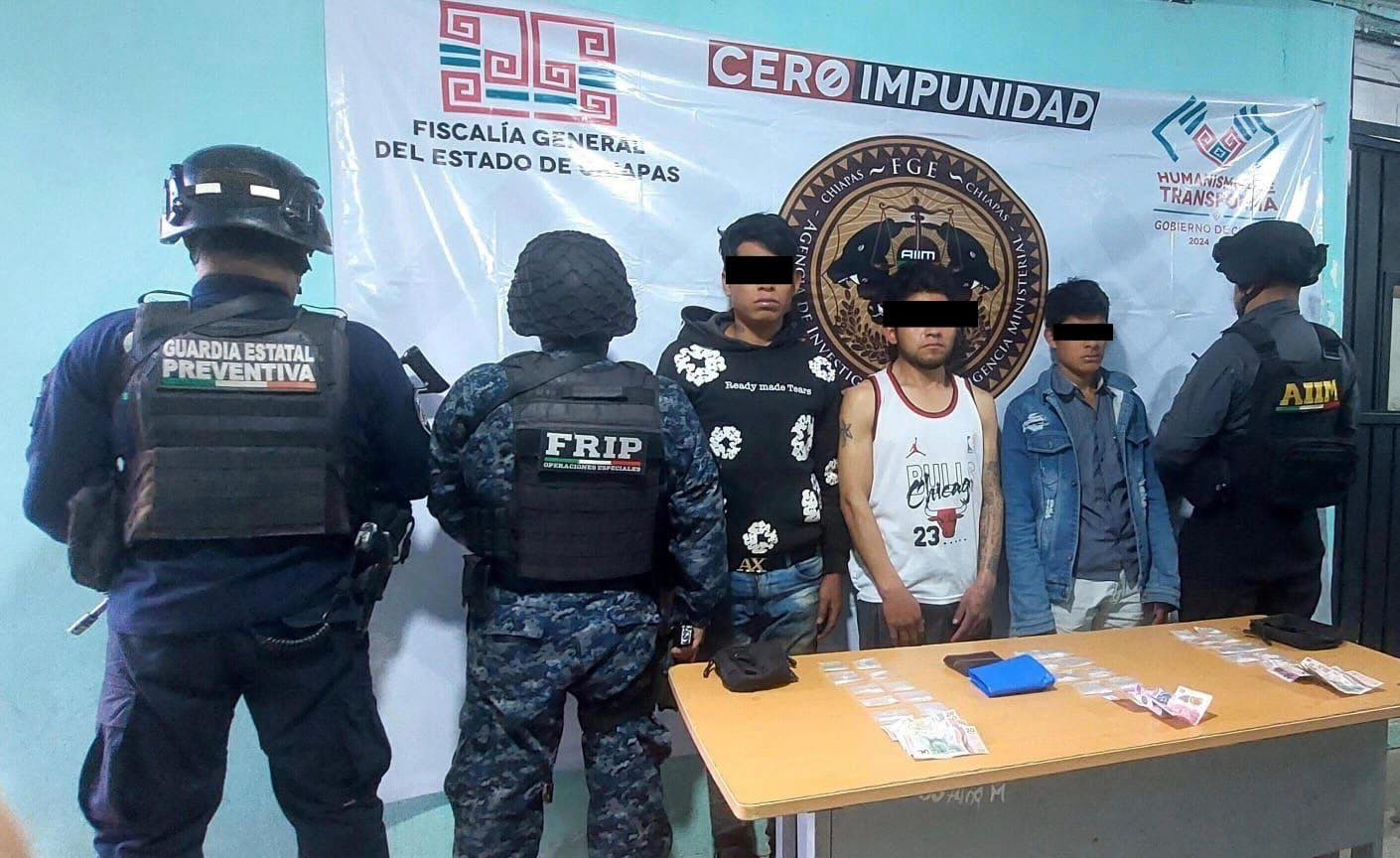 SSP detiene a tres personas con narcóticos en San Cristóbal de Las Casas
