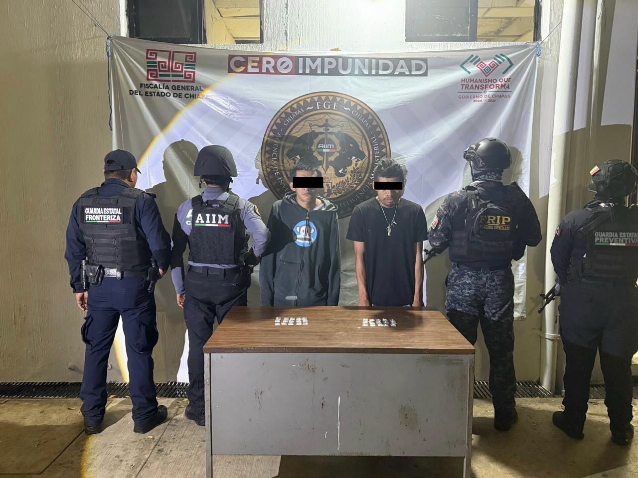 Detiene Guardia Estatal Fronteriza a dos personas por delitos contra la salud en Tapachula