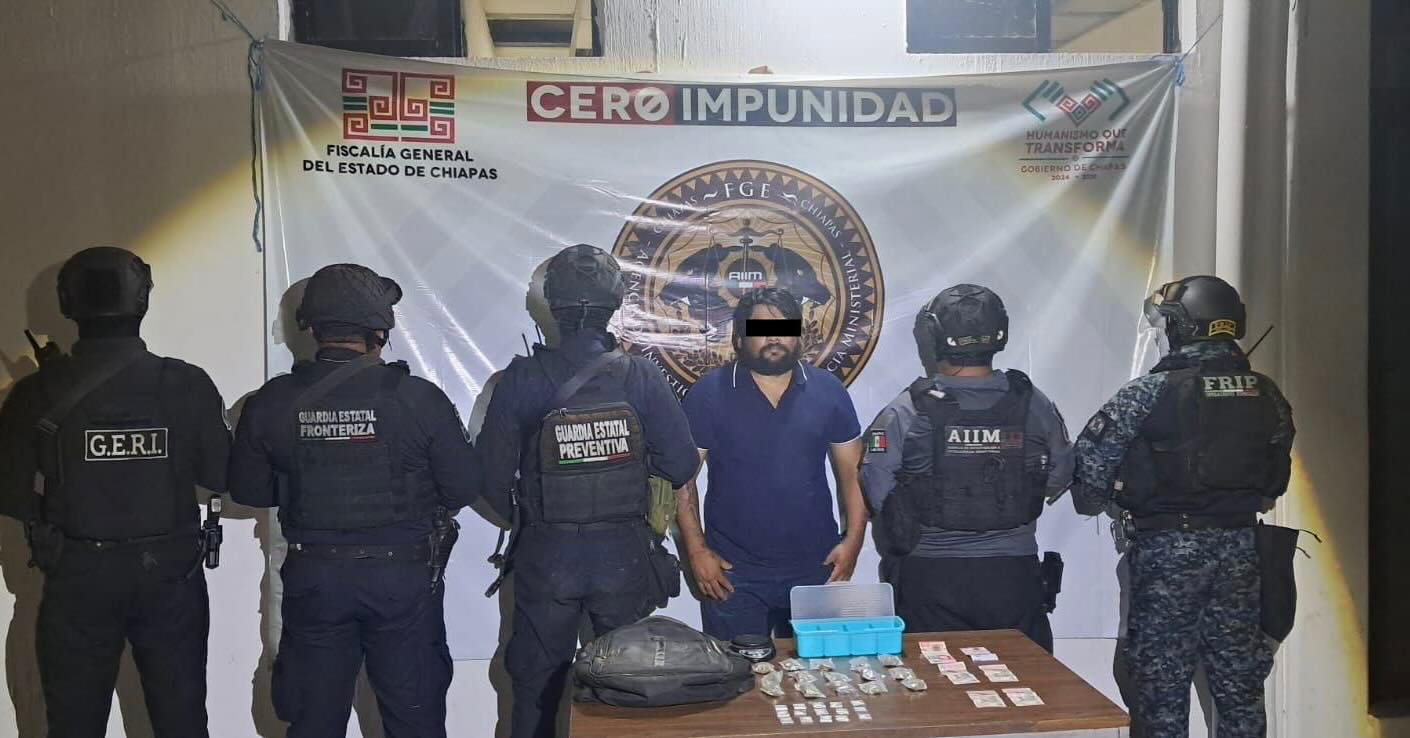 En operativo interinstitucional detienen a persona en posesión de narcóticos en Tapachula