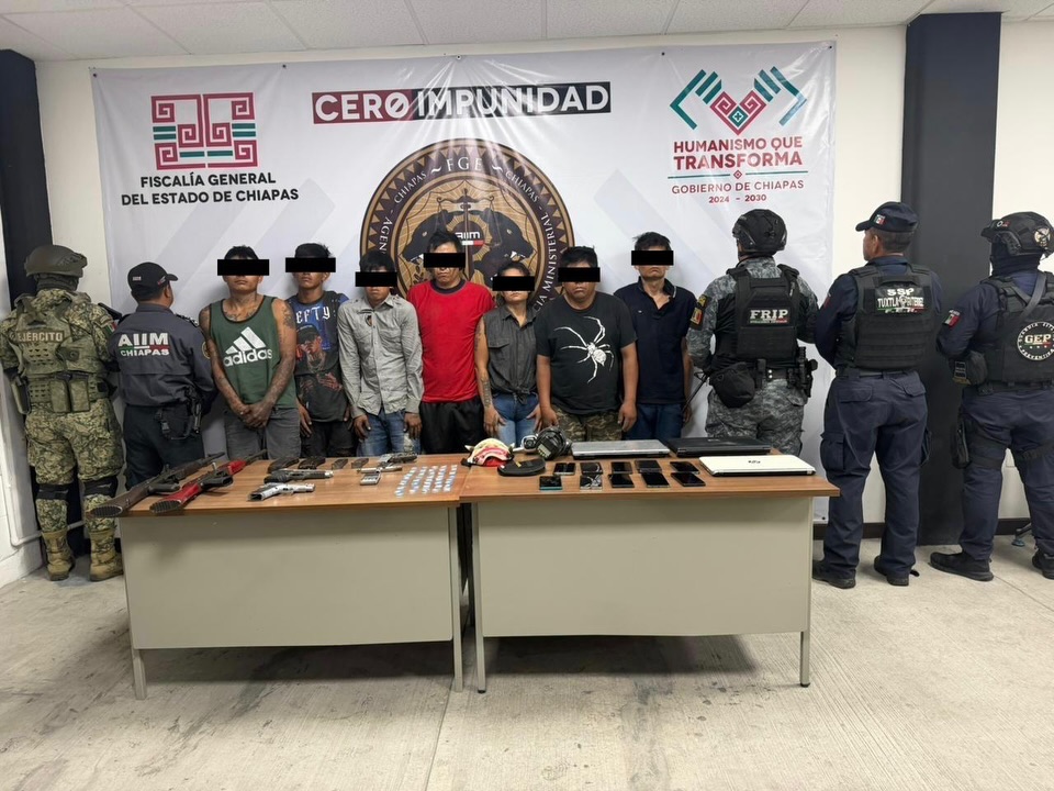 En operativo interinstitucional detienen a siete personas en Tuxtla Gutiérrez por delitos federales y contra 