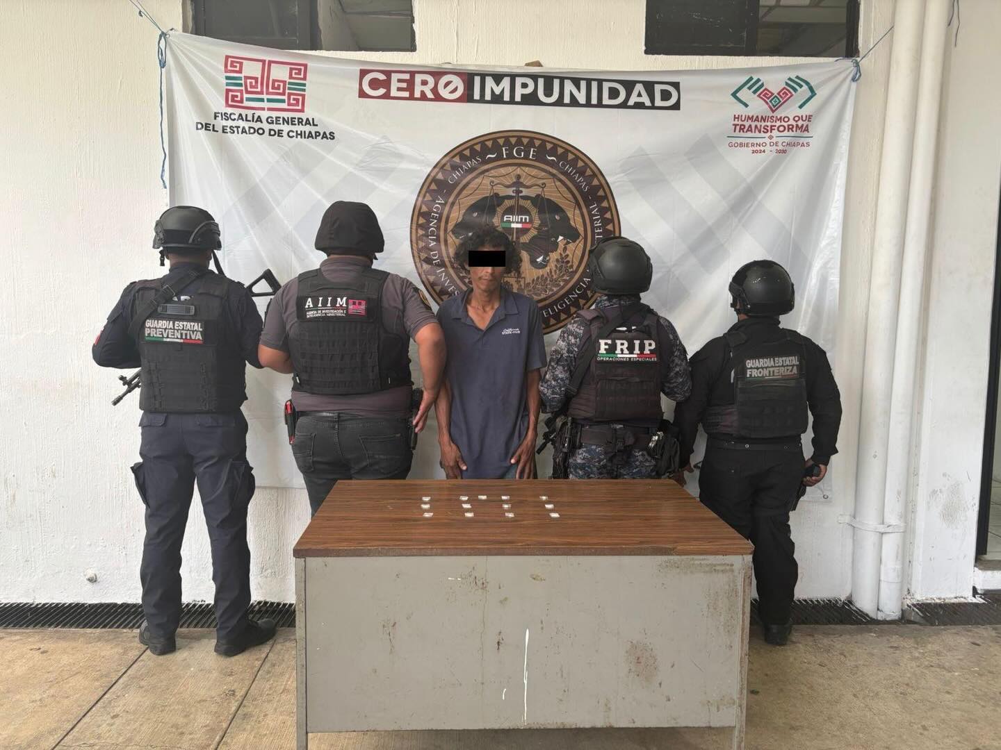 En operativo interinstitucional detienen a una persona en posesión de narcóticos en Tapachula
