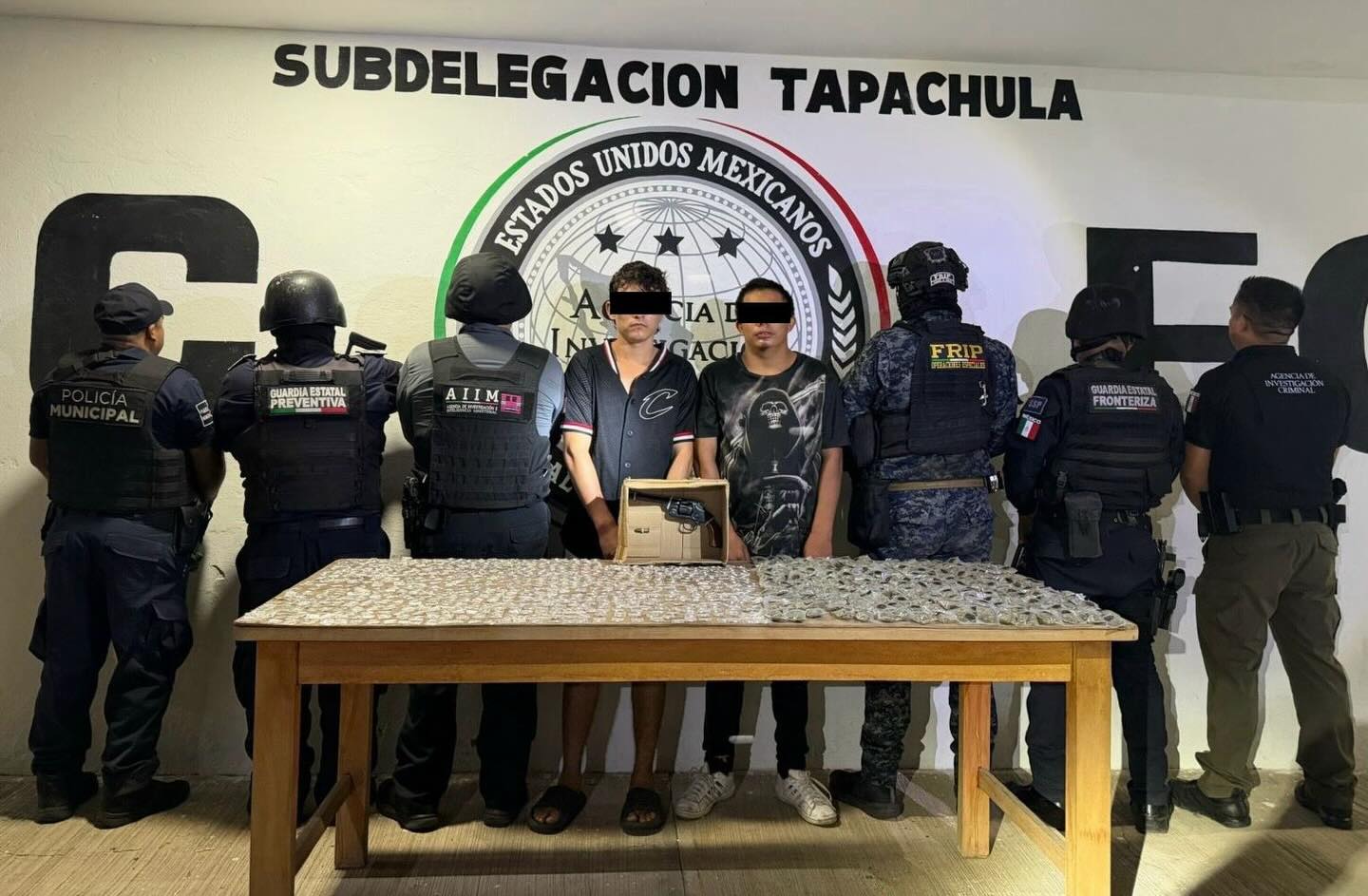 SSP, FGE y Marina aseguran narcóticos y detienen a dos presuntos integrantes del Cartel Chiapas y Guatemala