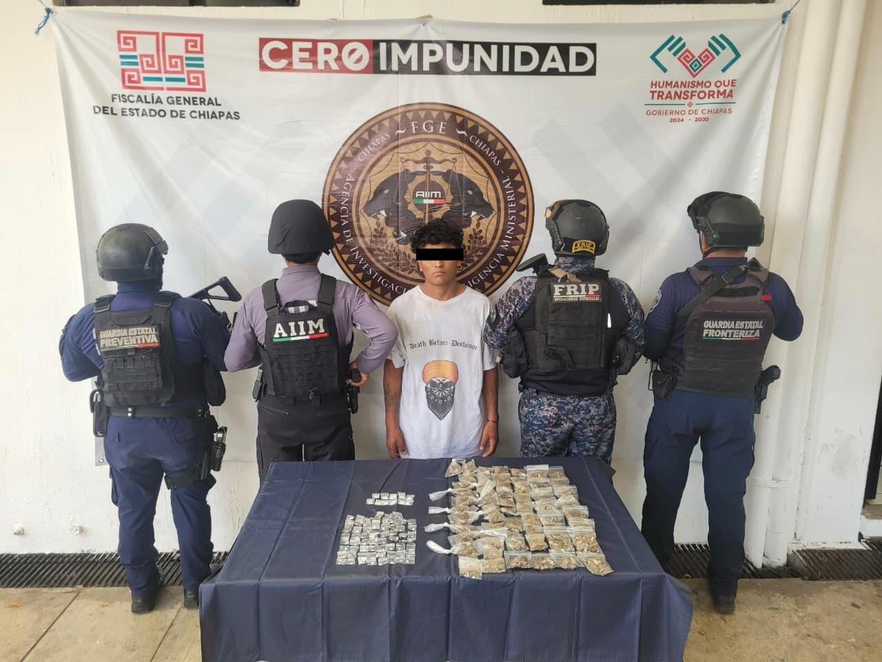 SSP y FGE detienen a persona por delitos contra la salud en Tapachula