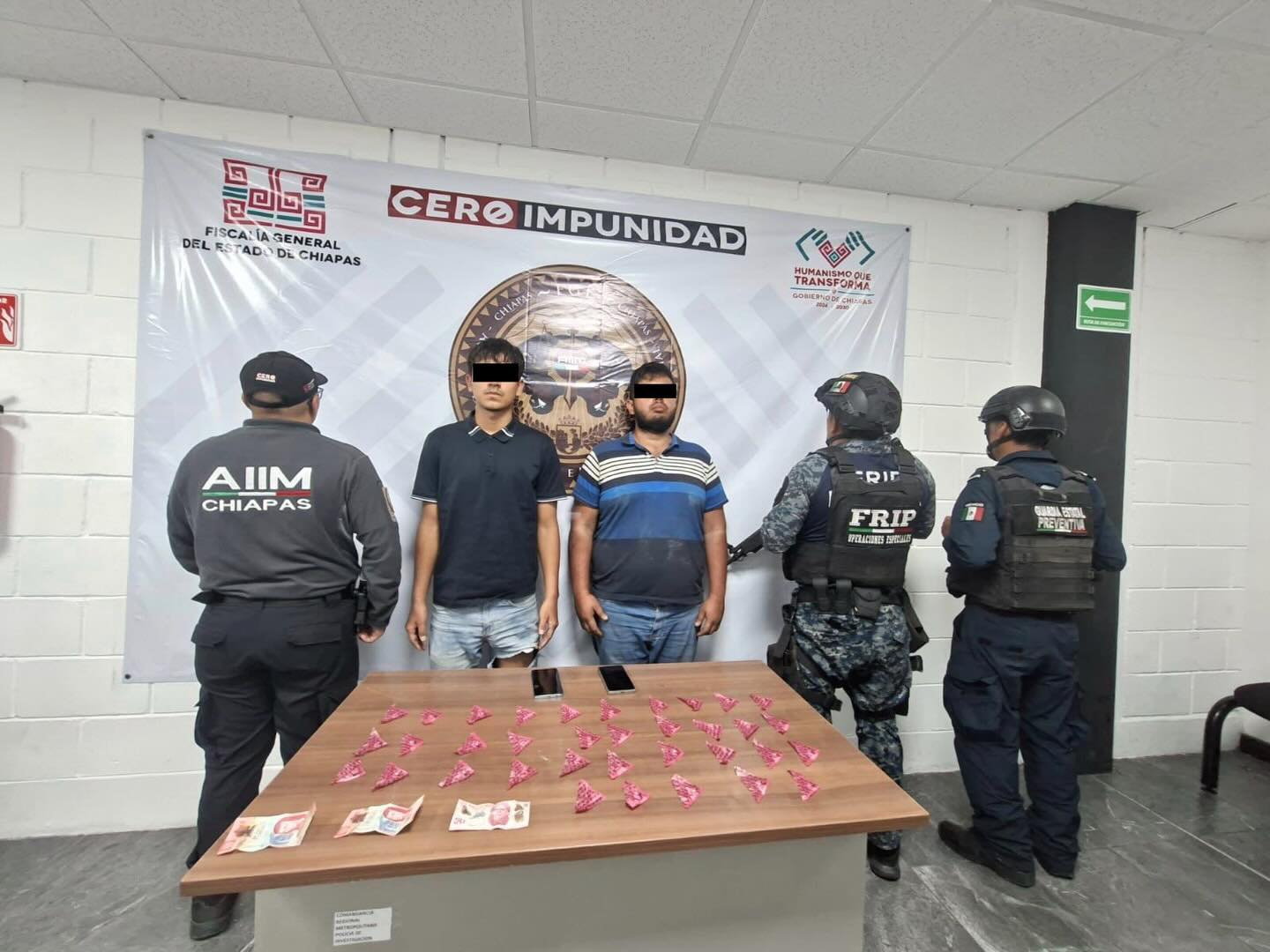 Detiene SSP y FGE a dos presuntos integrantes del Cártel de Sinaloa por delitos contra la salud en Tuxtla Gutiérrez