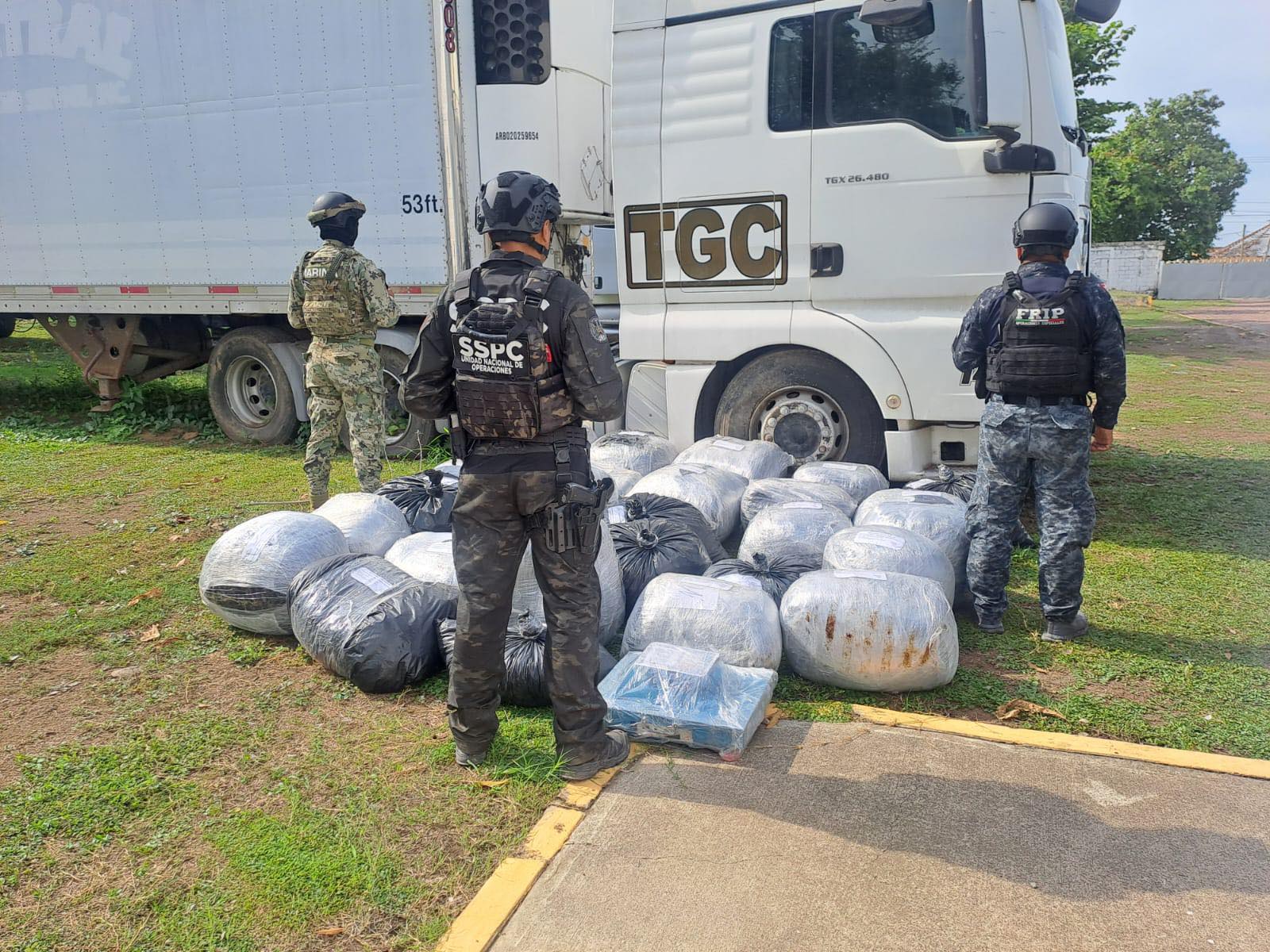 En operativo interinstitucional aseguran aproximadamente 450 kilos de presunta marihuana en Chiapas.