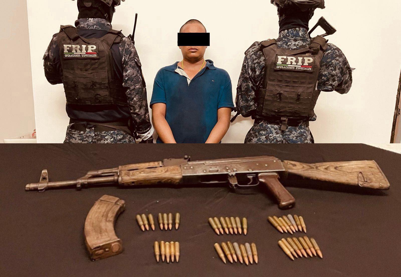 SSP y FGE detienen a masculino con AK47 en Frontera Comalapa