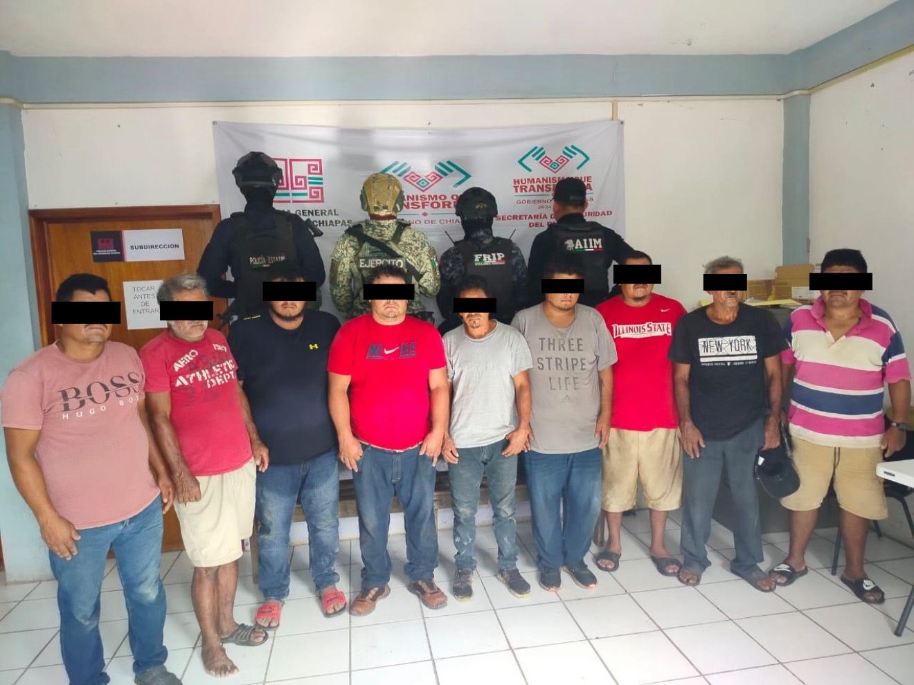 SSP y FGE detienen a masculinos por probables delitos de atentado contra la paz y coacción contra la autoridad.