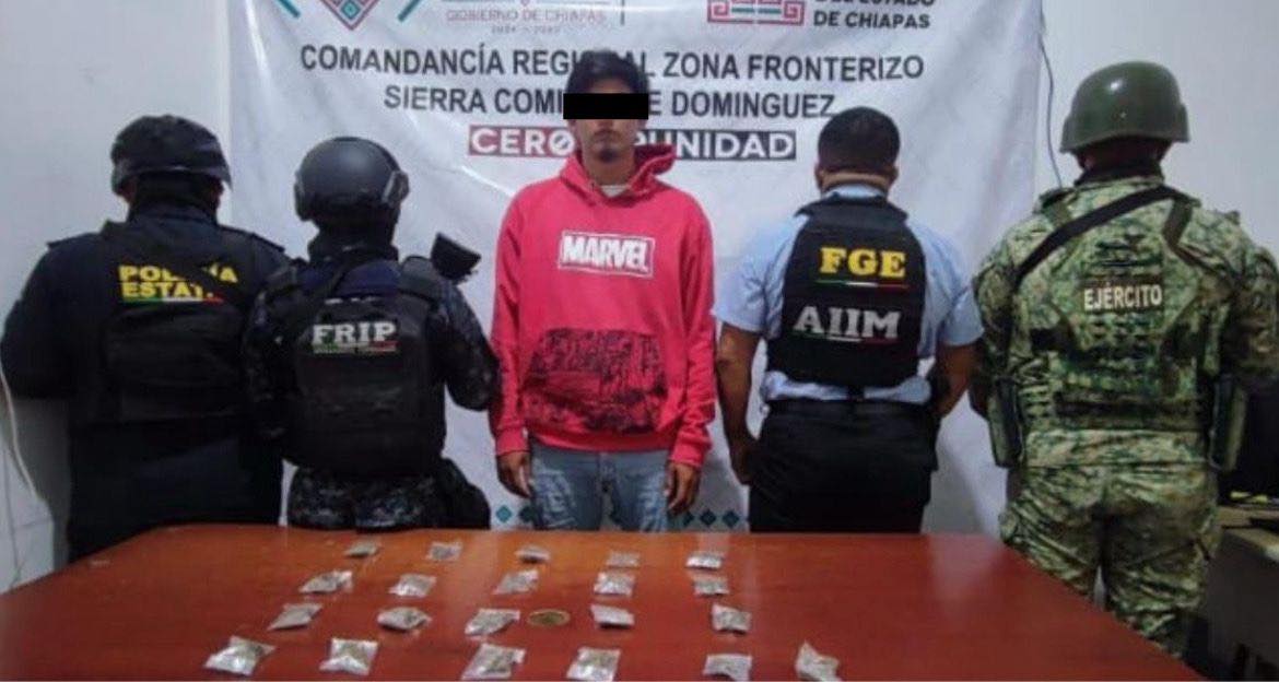 En operativos interinstitucionales detienen a masculinos con presuntos narcóticos en Chiapas.