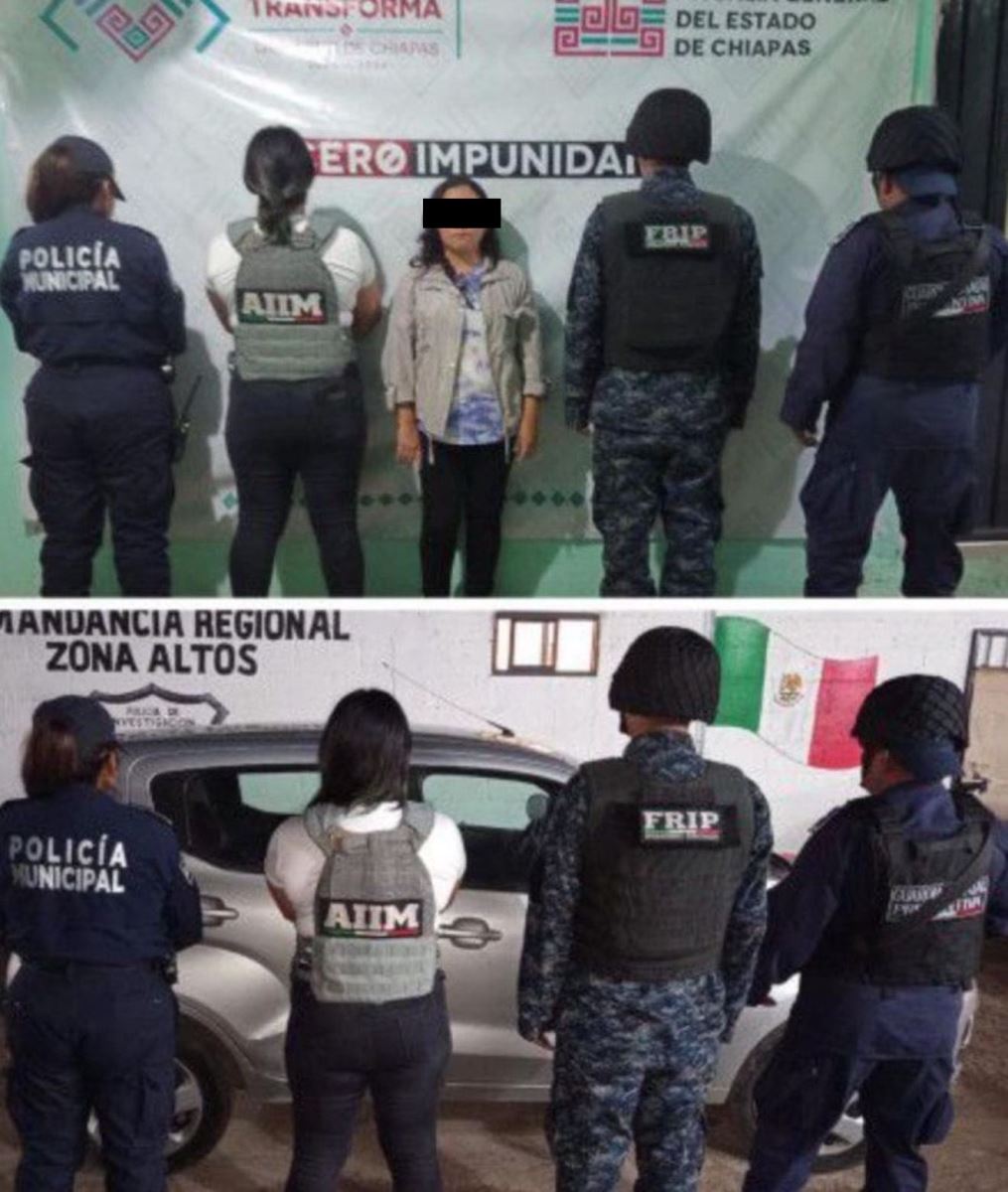 SSP y FGE detienen a fémina con vehículo con reporte de robo en San Cristóbal de Las Casas.