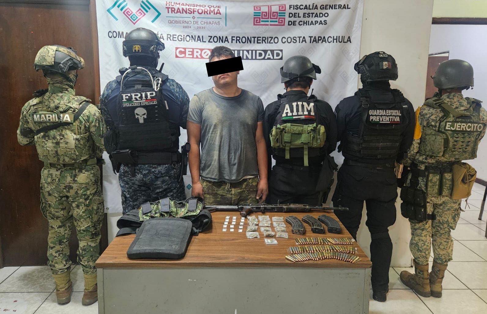 En operativo interinstitucional detienen a presunto responsable del delito de homicidio en Tapachula.