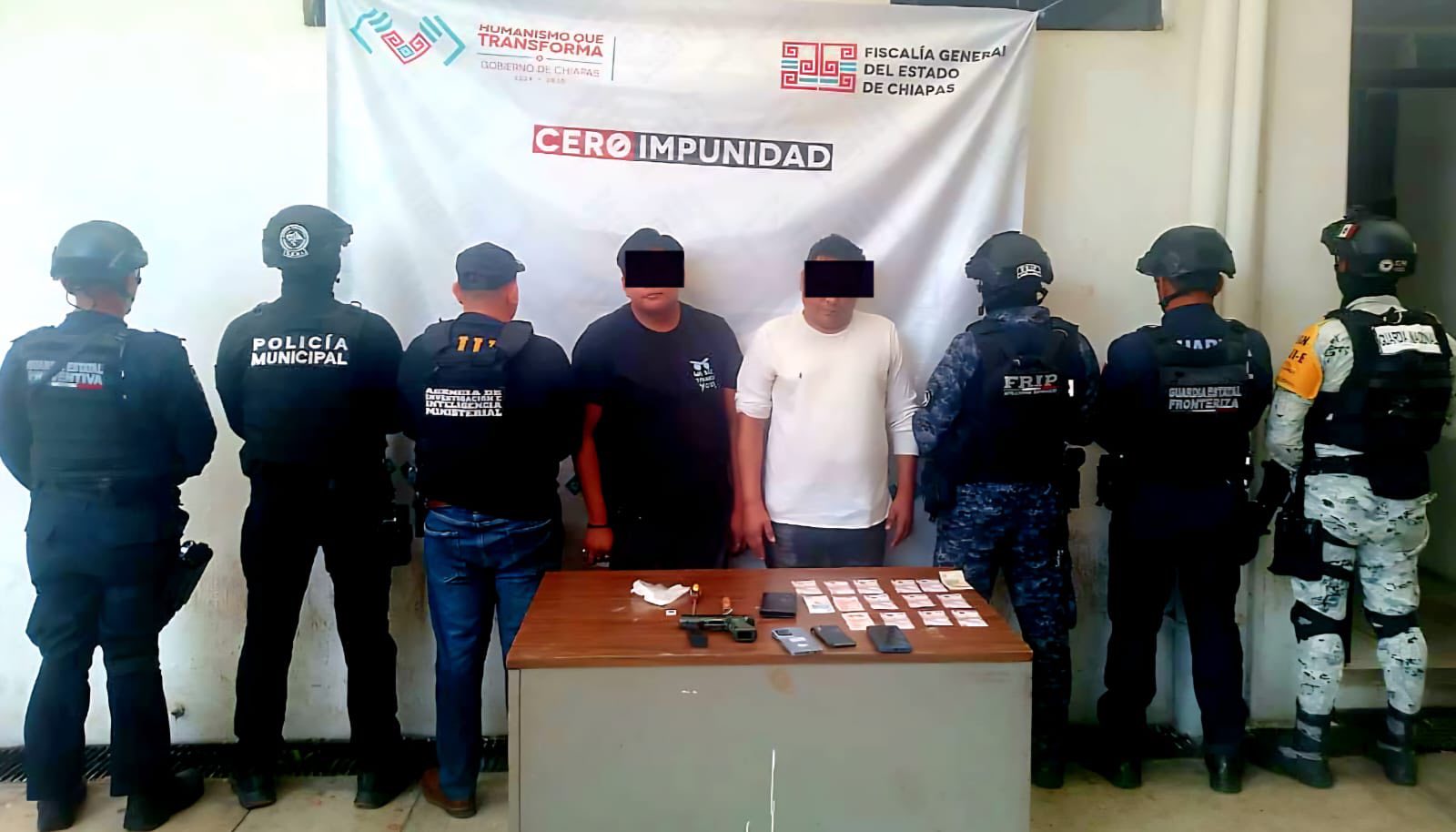 En operativo interinstucional detiene a dos personas por robo con violencia en Tapachula.