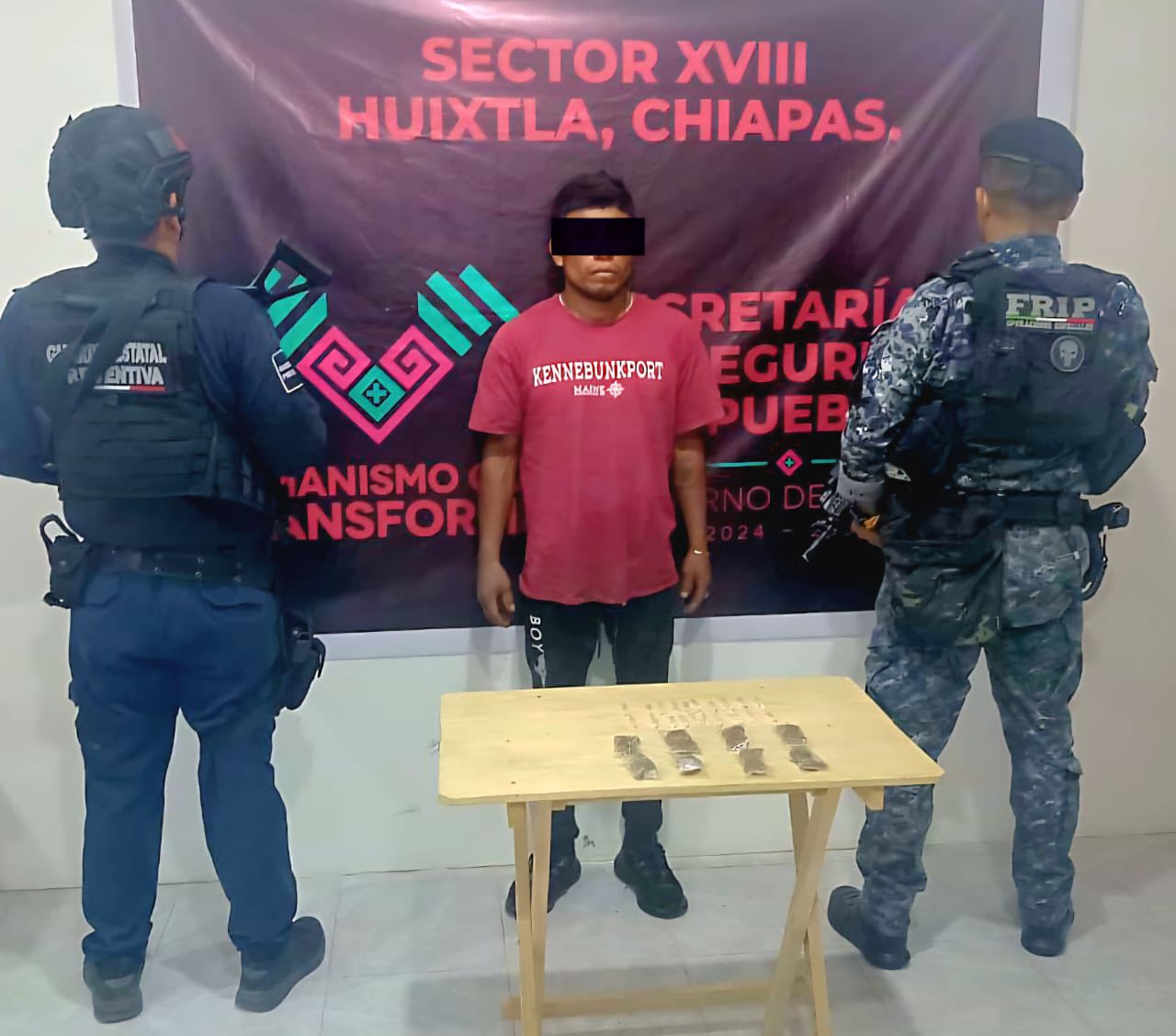 En operativo de seguridad detienen a masculino en posesión de narcóticos en Huixtla.