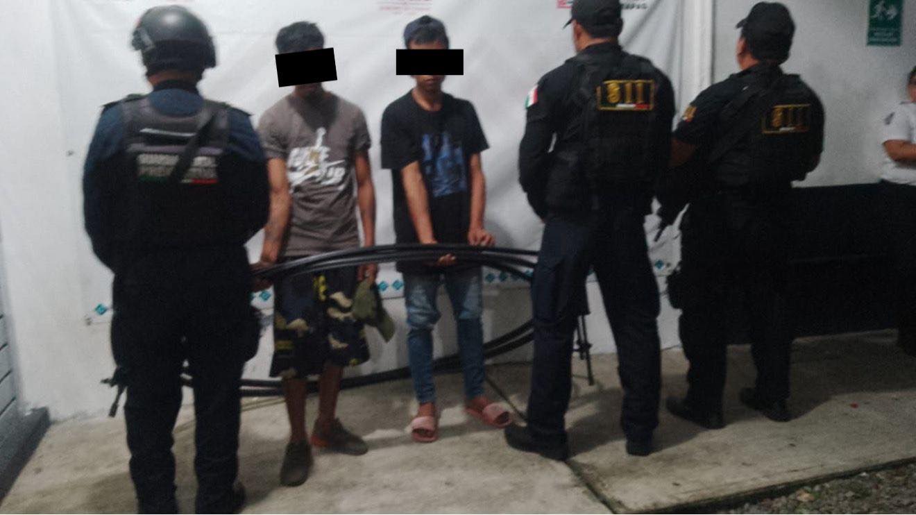 SSP y FGE detienen a dos personas por probable delito de robo con violencia en Tapachula.