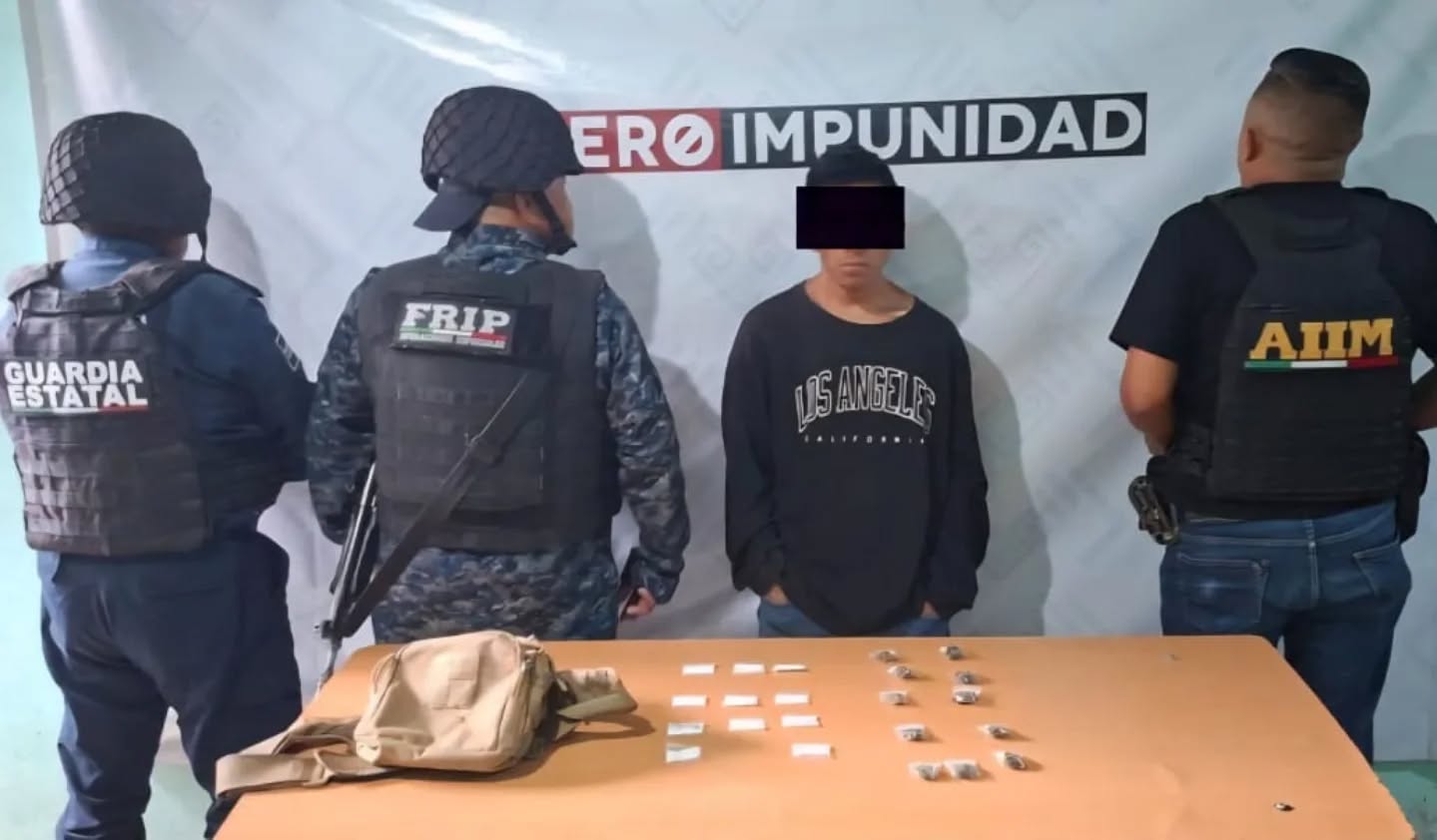 SSP y FGE detienen a masculino por probable delito contra la salud en San Cristóbal de Las Casas.