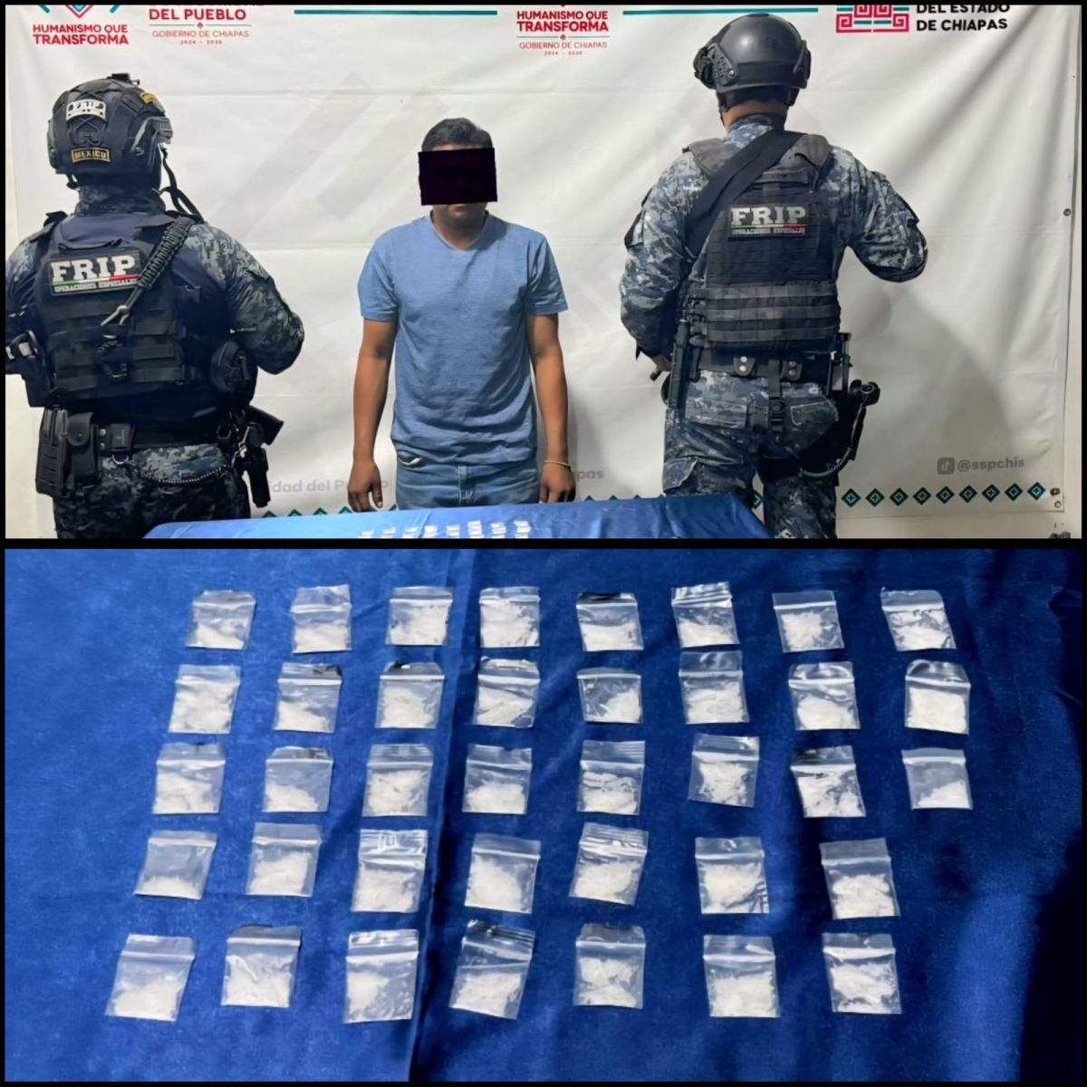 En operativo de seguridad detienen a masculino en posesión de narcóticos en Tapachula.