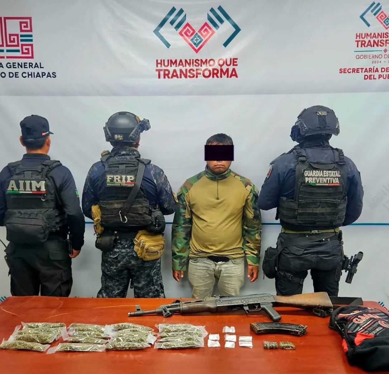 En operativo interinstitucional detienen a masculino en posesión de presuntos narcóticos y arma de fuego 