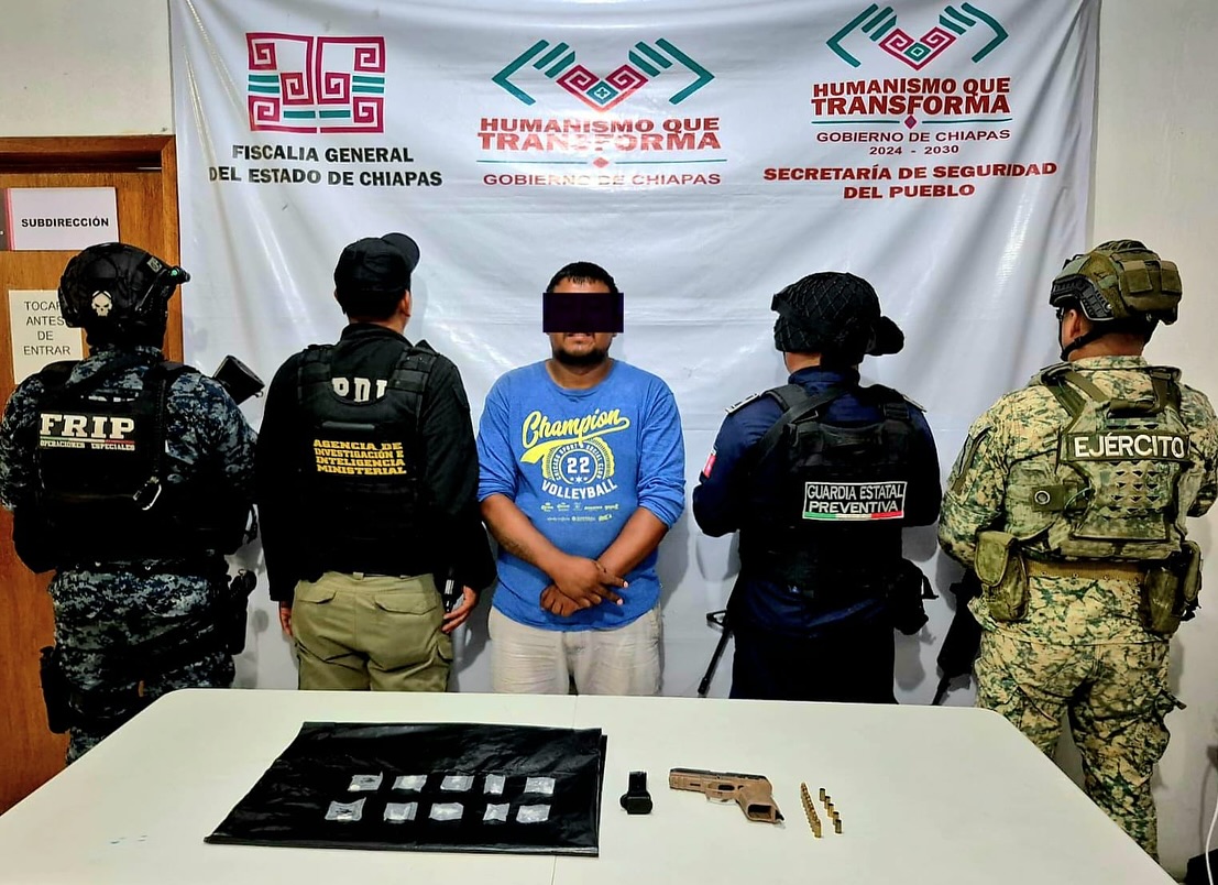 En operativo interinstitucional detienen a un masculino con arma de fuego y presuntos narcóticos