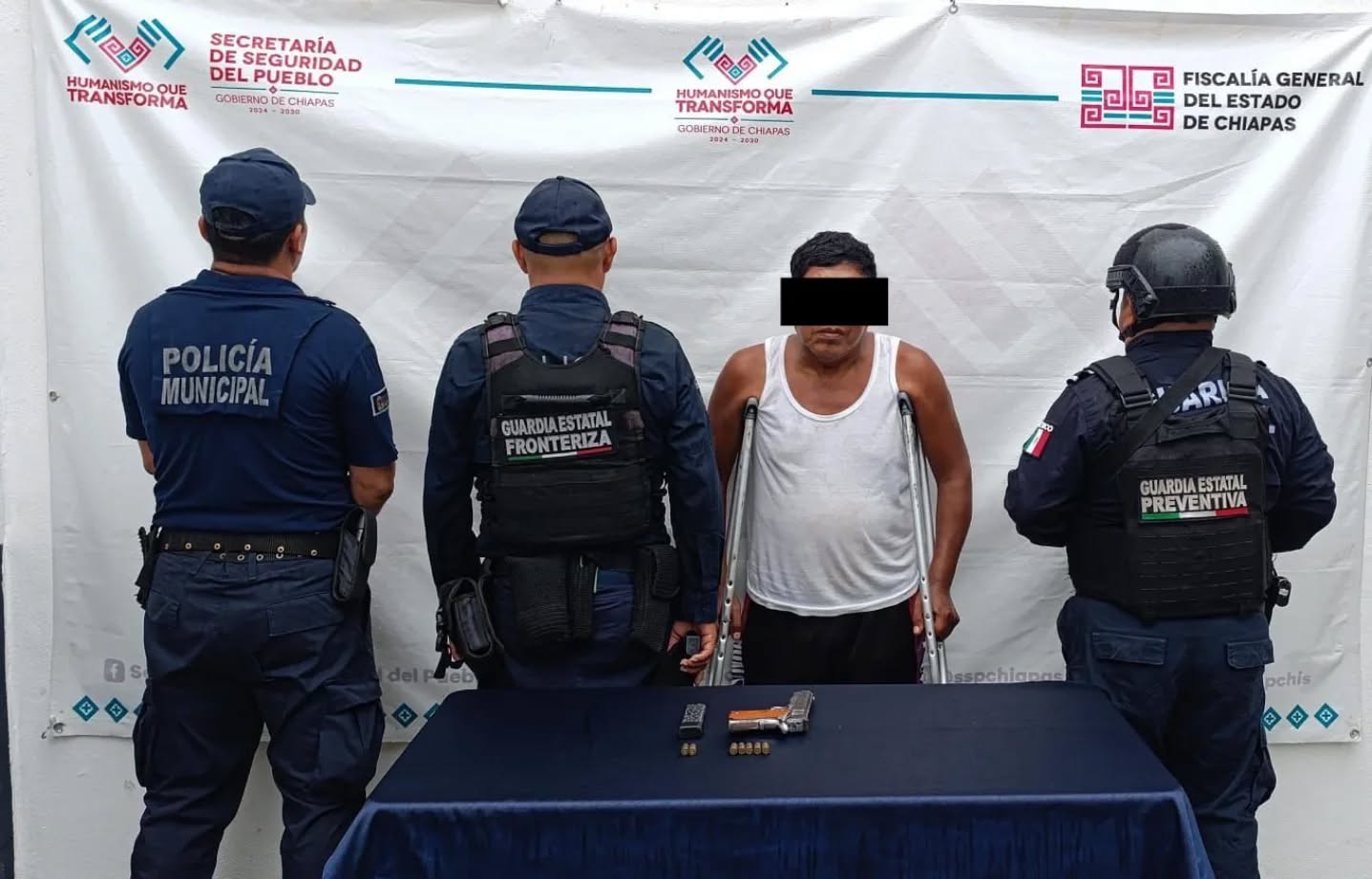 En operativo de seguridad detienen a masculino por portación de arma de fuego y violencia familiar 