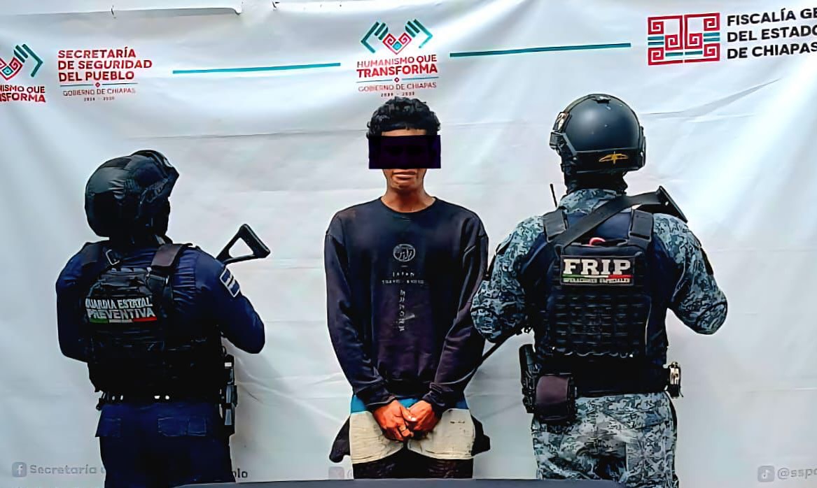 En operativo de seguridad en Tapachula detienen a masculino en posesión de narcóticos