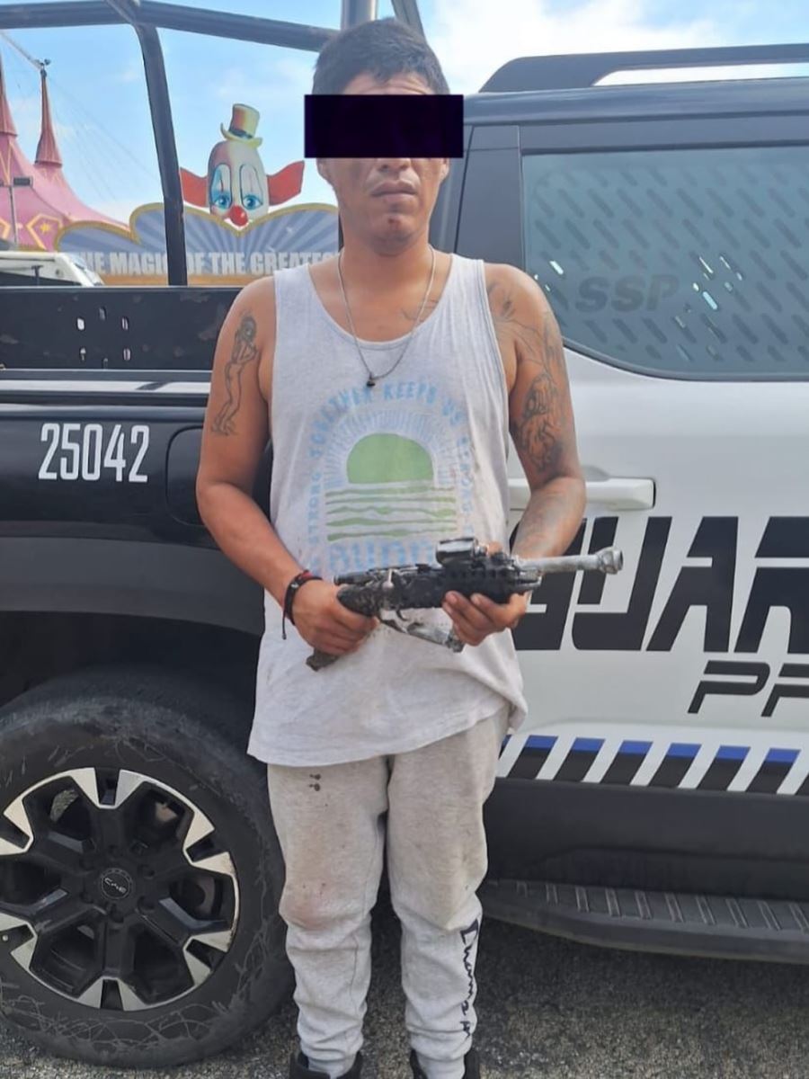 En operativo interinstitucional detienen a masculino por portación de arma de fuego en Tuxtla Gutiérrez