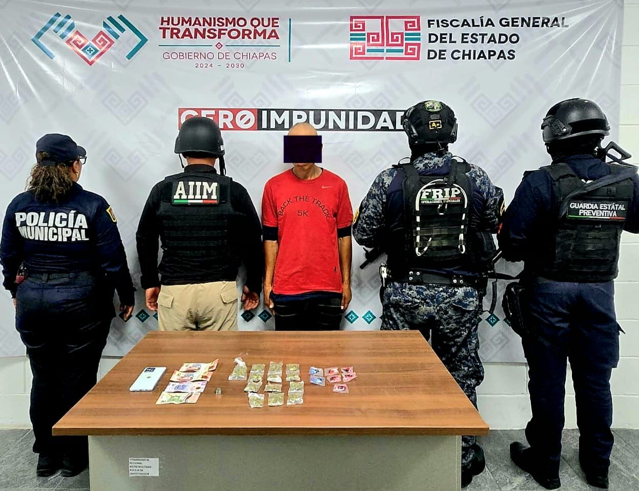 En operativo interinstitucional detienen a masculino con presuntos narcóticos en Tuxtla Gutiérrez