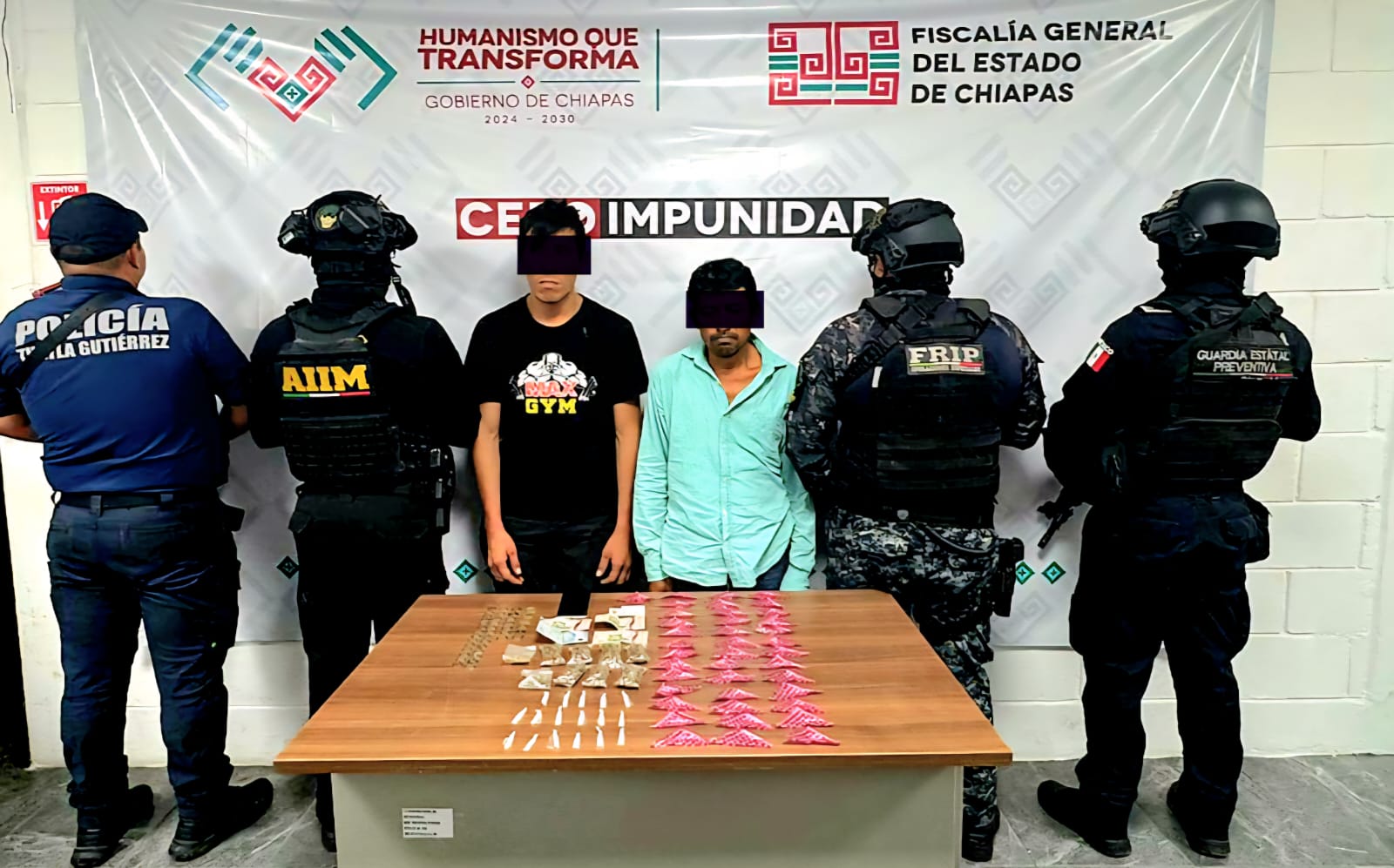 En operativo interinstitucional detienen dos masculinos en posesión de narcóticos en Tuxtla Gutiérrez