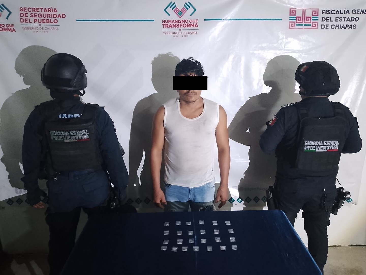En operativo de seguridad detienen a un masculino por posesión de narcóticos en Tapachula