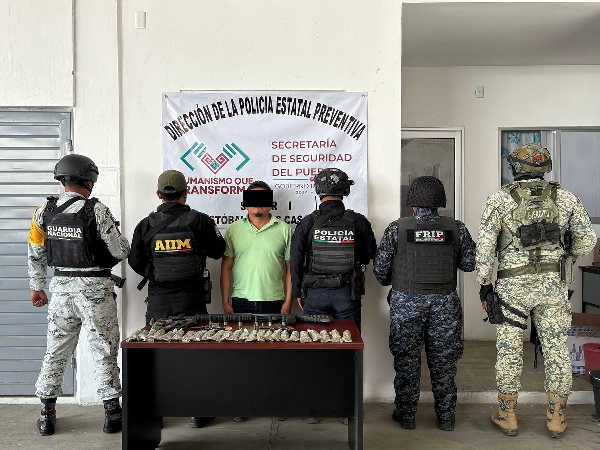 En operativo interinstitucional detienen a masculino por portación de arma de fuego en San Cristóbal de las casas.