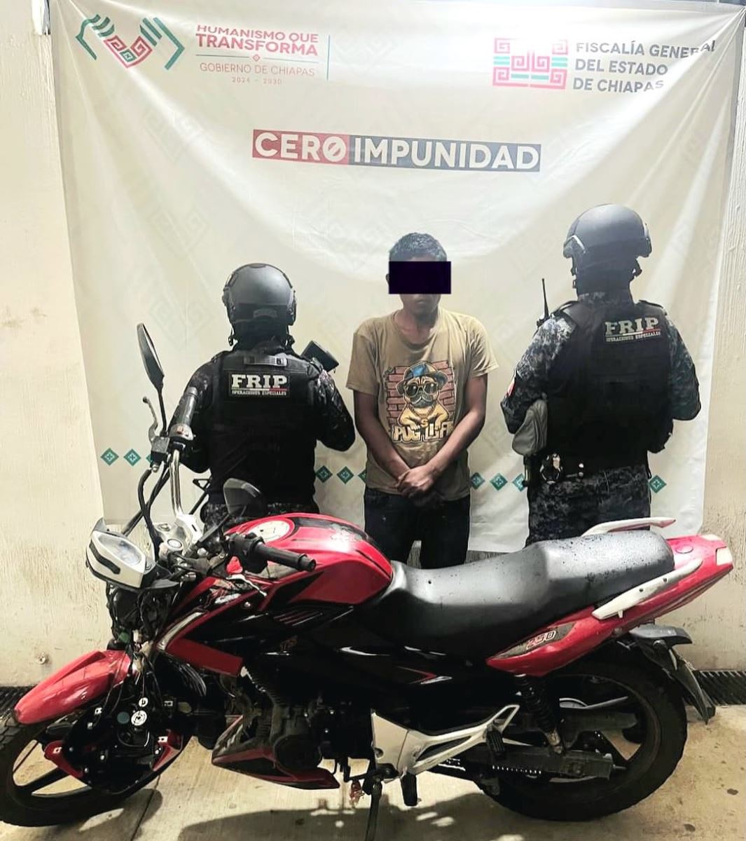 En operativo de seguridad detienen a masculino por robo de motocicleta en Tapachula