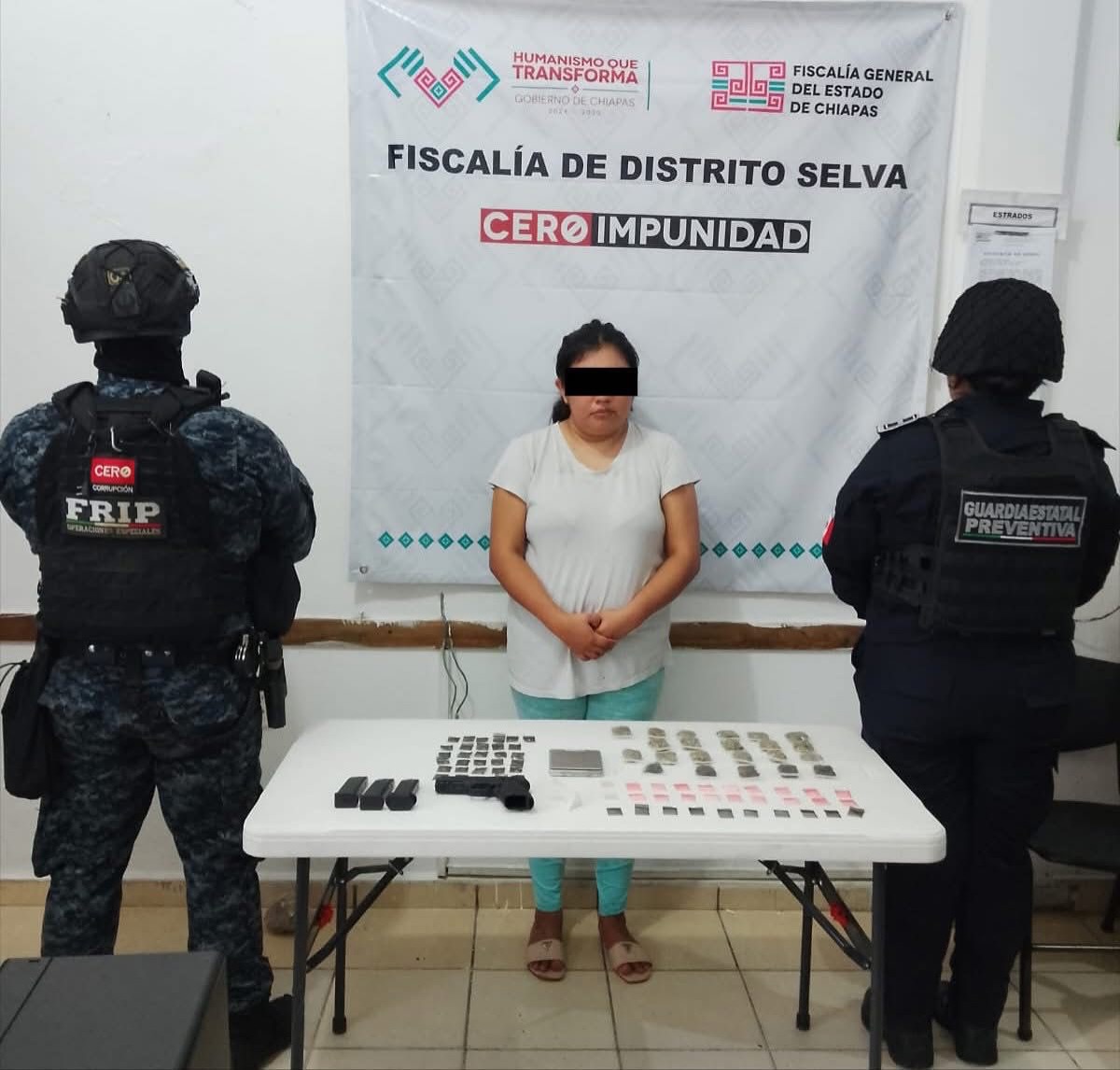 SSP y FGE detienen a presunta responsable de delitos contra la salud y violación a la Ley Federal de Armas