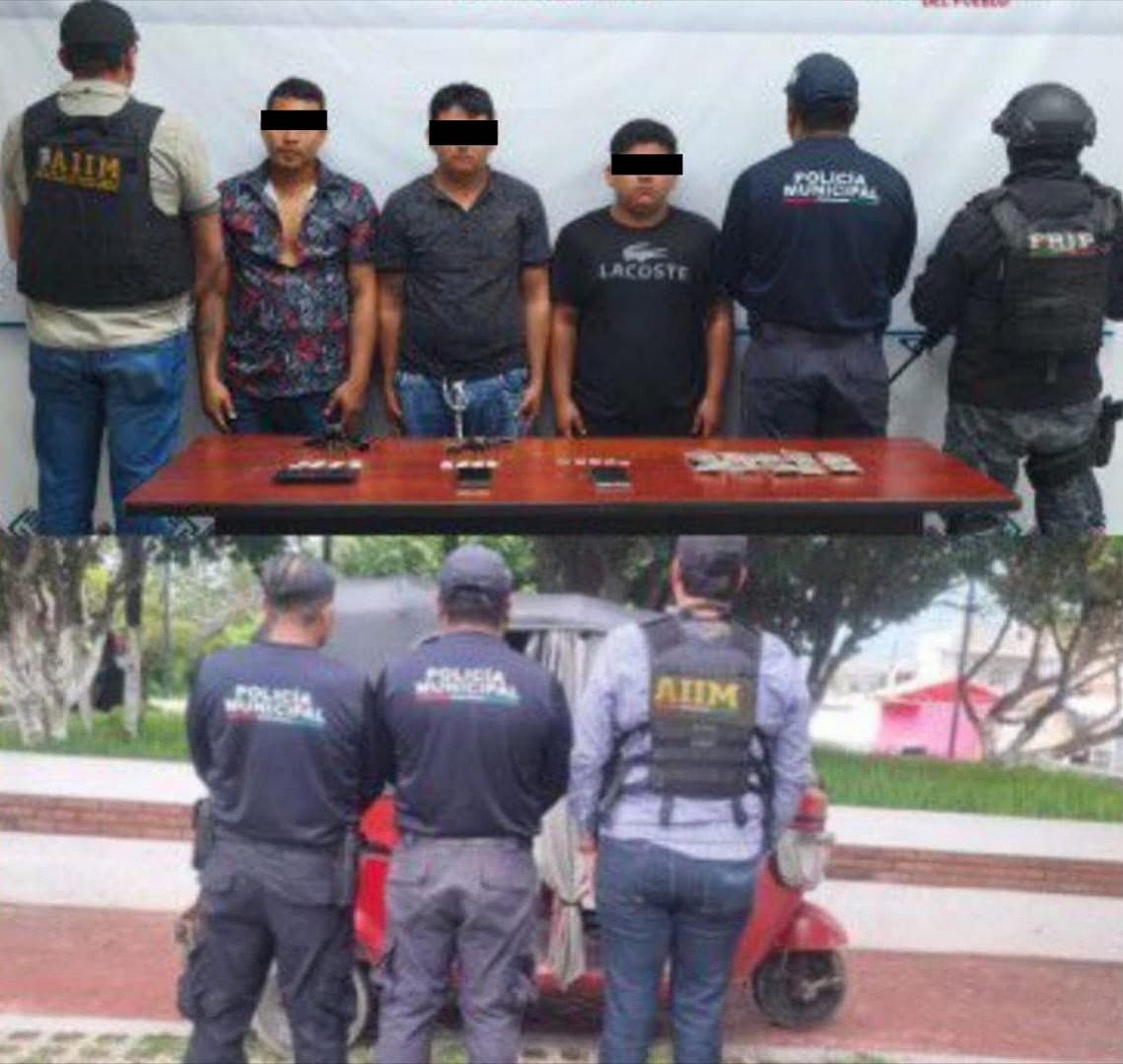 En Suchiapa, SSP y FGE detienen a tres personas por los delitos de portación de arma de fuego y contra la salud