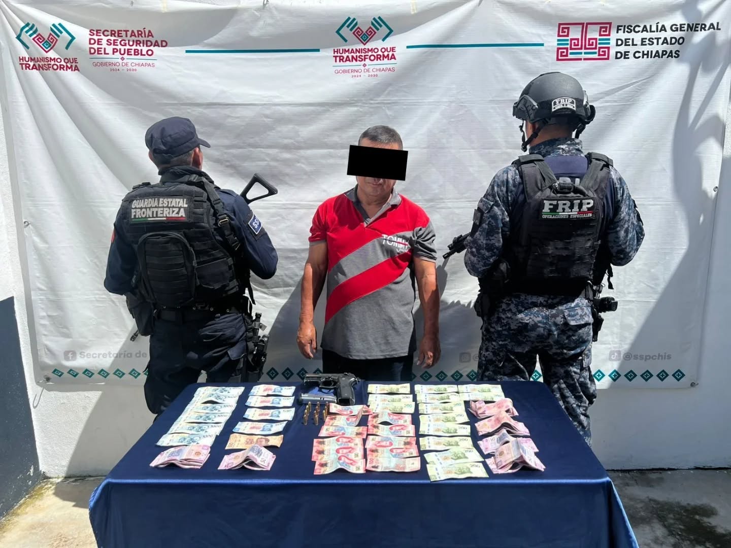 En Suchiate detienen a persona con arma de fuego en operativo de seguridad