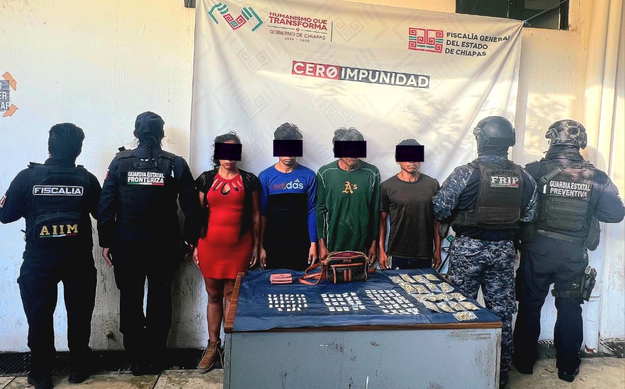 En Tapachula, SSP y FGE detienen a cuatro personas con presuntos narcóticos  