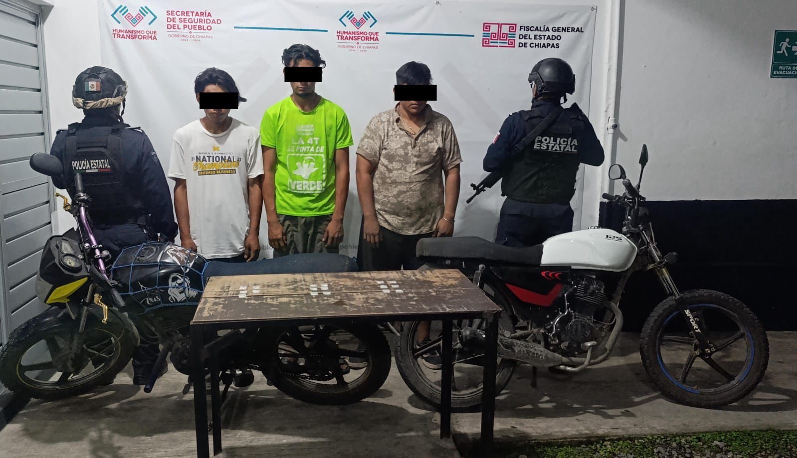 Seis detenidos con presuntos narcóticos en Villa Corzo y Tapachula.