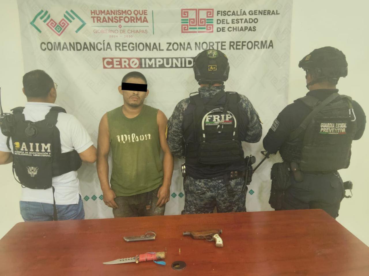 SSP y FGE detienen a presunto responsable del delito de portación de arma prohibida en Ixtapangajoya