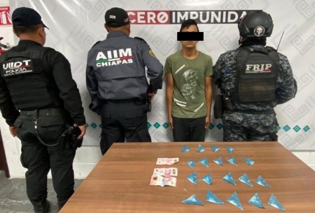 En operativo de seguridad detienen a persona en posesión de presuntos narcóticos