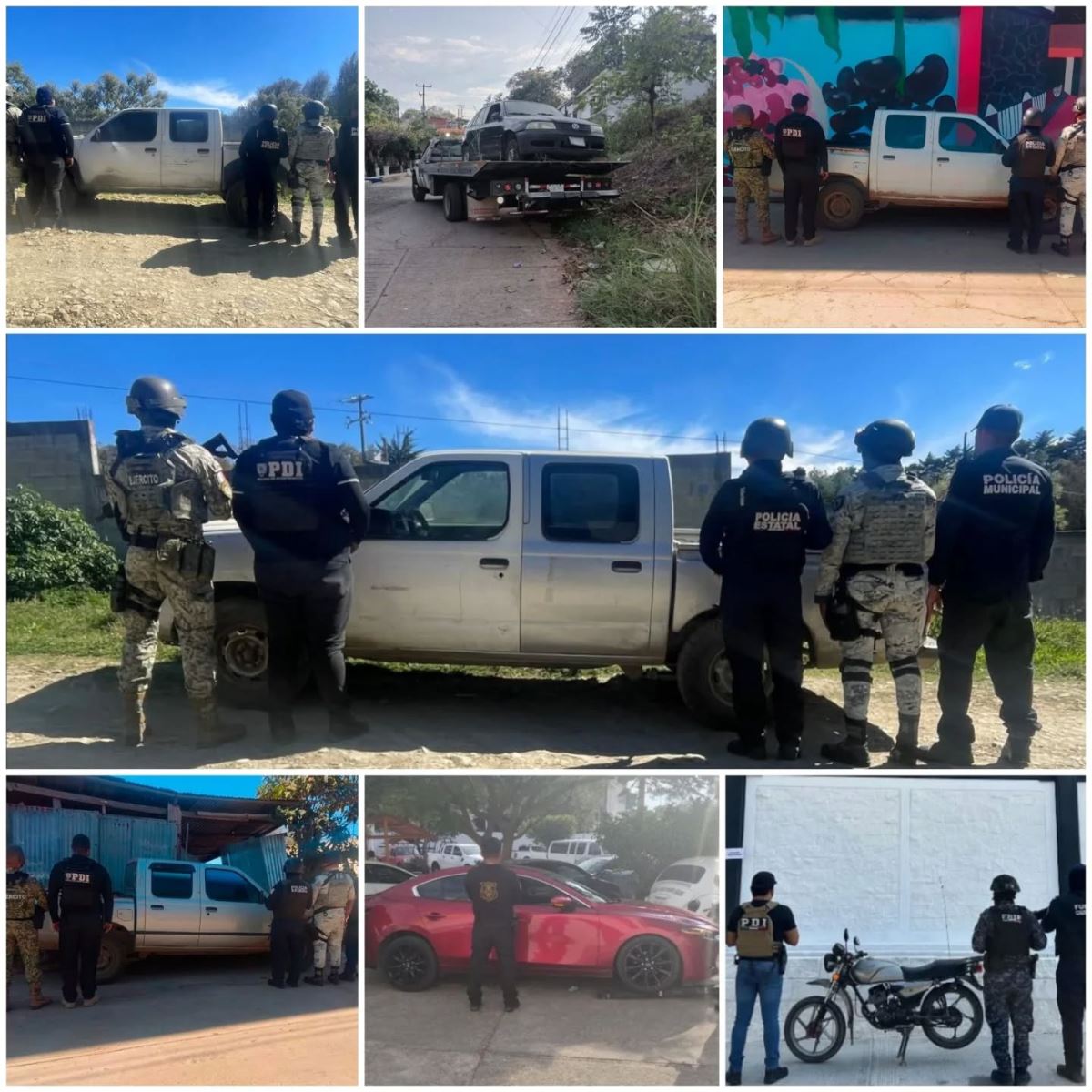 En operativo interinstitucional aseguran vehículos abandonados y con reporte de robo en Chiapas