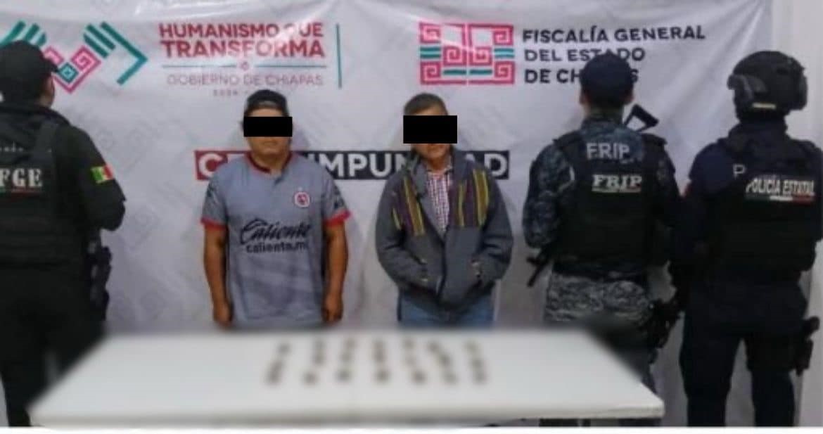 SSP y FGE detienen a masculinos por presuntos delitos contra la salud en Villa Corzo