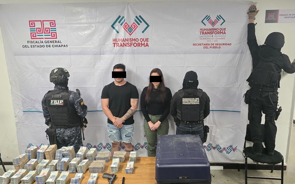 SSP y FGE detienen a dos personas con cerca de 10 millones de pesos en cateo