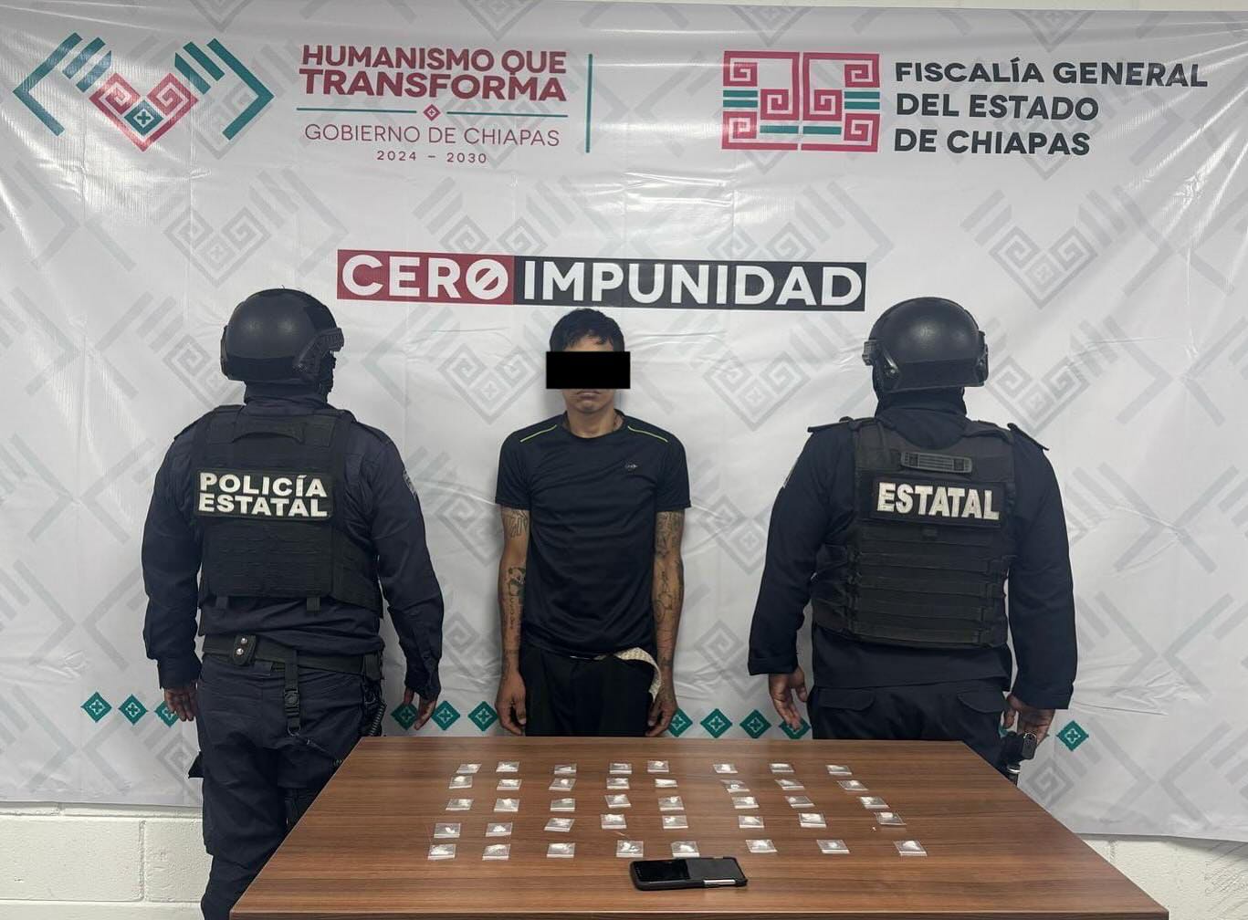 Policías Estatales detienen a masculino con presuntos narcóticos en Tuxtla Gutiérrez