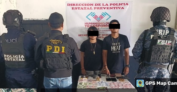 Autoridades de seguridad detienen a dos personas por portación de arma de fuego y posesión de presuntas drogas en B