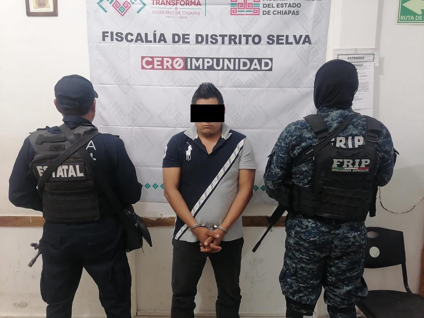 FRIP y Estatales detienen a masculino con presunta droga en Palenque